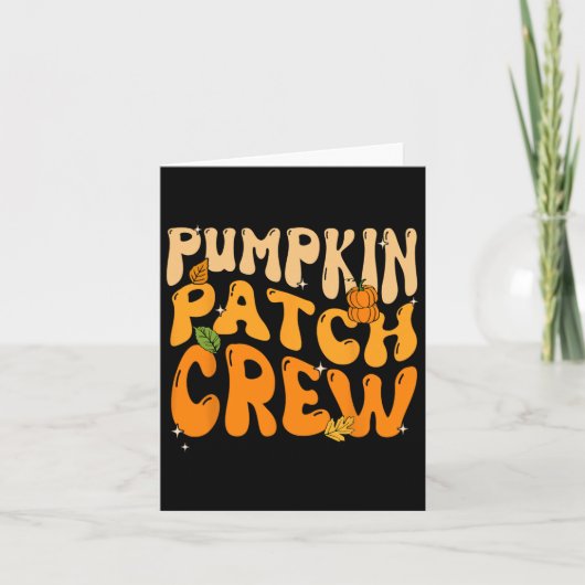 Retro Groovy Pumpkin Patch Crew Erntedank Fall Karte (Vorderseite)