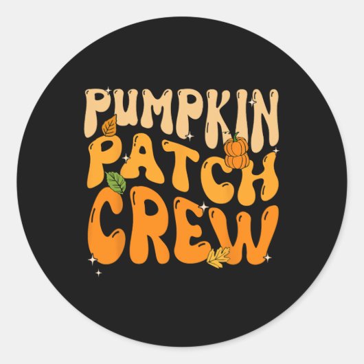 Retro Groovy Pumpkin Patch Crew Erntedank Fall Runder Aufkleber (Vorderseite)