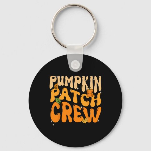 Retro Groovy Pumpkin Patch Crew Erntedank Fall Schlüsselanhänger (Vorderseite)