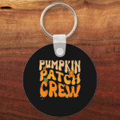 Retro Groovy Pumpkin Patch Crew Erntedank Fall Schlüsselanhänger (Vorderseite)