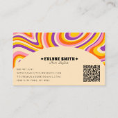 Retro Groovy QR Code 70er Psychedelic Haairs Styli Visitenkarte (Rückseite)