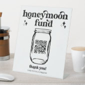 Retro Groovy QR Code Wedding Honeymoon Fund signie Sockelschild (In Situ)
