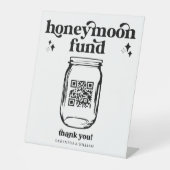 Retro Groovy QR Code Wedding Honeymoon Fund signie Sockelschild (Vorderseite)