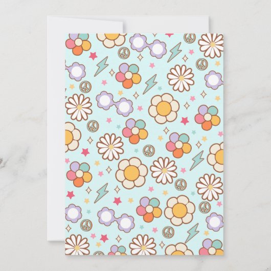 Retro Groovy Rainbow 5. Geburtstag Einladung (Rückseite)