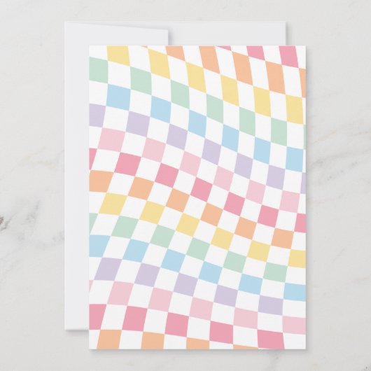 Retro Groovy Rainbow Checker Girl Birthday Einladung (Rückseite)