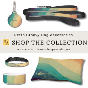 Retro Groovy Rainbow Personalisiert Haustiermarke