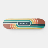 Retro Groovy Rainbow Strips mit Name Skateboard (Horizontal)