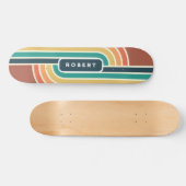 Retro Groovy Rainbow Strips mit Name Skateboard (Horizontal)