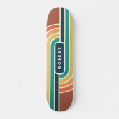 Retro Groovy Rainbow Strips mit Name Skateboard (Vorne)