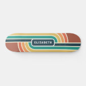 Retro Groovy Rainbow Strips mit Name Skateboard (Horizontal)