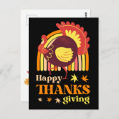 Retro Groovy Rainbow Türkei Black Thansgiving Postkarte (Vorne/Hinten)
