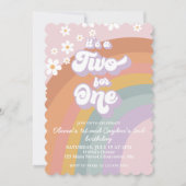 Retro Groovy Rainbow Two für eine Einladung (Vorderseite)