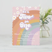 Retro Groovy Rainbow Two für eine Einladung (Stehend Vorderseite)