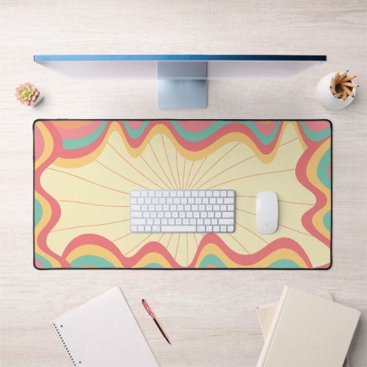 Retro Groovy Rainbow Waves Schreibtischunterlage (Büro 1)