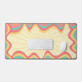 Retro Groovy Rainbow Waves Schreibtischunterlage (Tastatur & Maus)