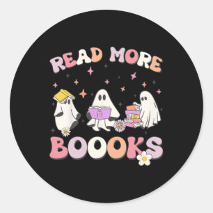 Retro Groovy Read More Books Ghost Boo ghoul lusti Runder Aufkleber