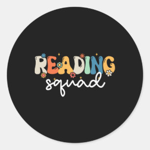 Retro Groovy Reading Squad Girls Boys Niedlich les Runder Aufkleber