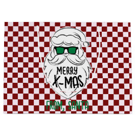 Retro Groovy Red Checkered Santa Claus Christmas  Große Geschenktüte