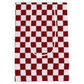 Retro Groovy Red Checkered Santa Claus Christmas Mittlere Geschenktüte (Rückseite)