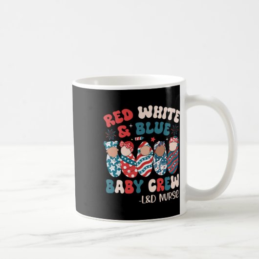 Retro Groovy Red White Blue Kaffeetasse (Rechts)
