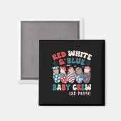 Retro Groovy Red White Blue Magnet (Vorderseite/Rückseite)
