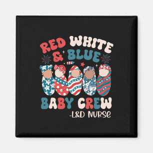 Retro Groovy Red White Blue Magnet