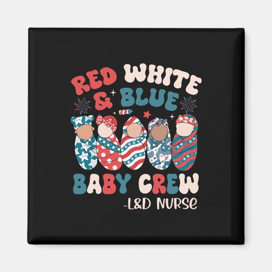 Retro Groovy Red White Blue Magnet (Vorne)