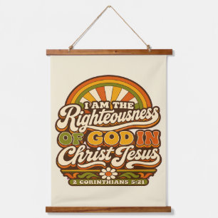 Retro Groovy Regenbogen Schriftstoff Boho Dekor Wandteppich Mit Holzrahmen