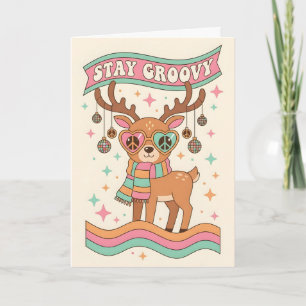 Retro Groovy Rentier Frohe Weihnachten
