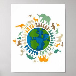 Retro Groovy Rette Bienen Retten Tiere Recyceln Sp Poster