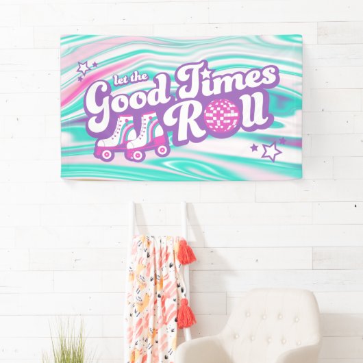 Retro Groovy Roller Disco Party Banner (Insitu)