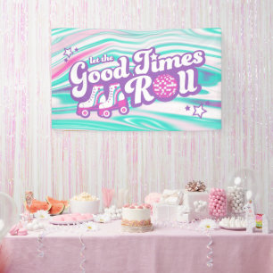 Retro Groovy Roller Disco Party Banner