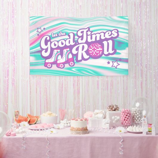 Retro Groovy Roller Disco Party Banner (Party)