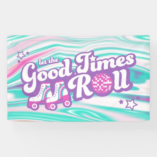 Retro Groovy Roller Disco Party Banner (Horizontal)
