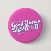 Retro Groovy Roller Disco Party Button (Vorderseite)