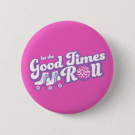 Retro Groovy Roller Disco Party Button