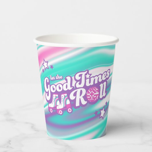 Retro Groovy Roller Disco Party Pappbecher (Rückseite)