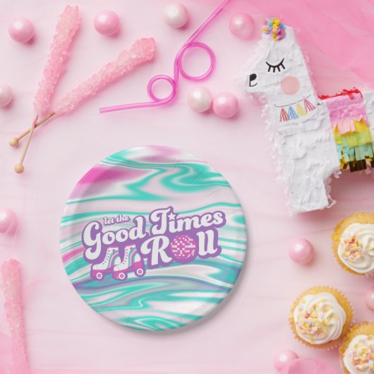 Retro Groovy Roller Disco Party Pappteller (Party)