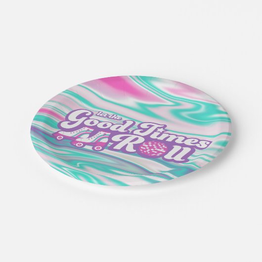 Retro Groovy Roller Disco Party Pappteller (Schrägansicht)