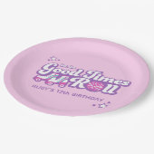 Retro Groovy Roller Disco Party Personalisiert Pappteller (Schrägansicht)