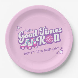 Retro Groovy Roller Disco Party Personalisiert Pappteller