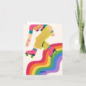 Retro Groovy Roller Skate Collorful Fun Karte (Rückseite)