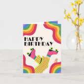 Retro Groovy Roller Skate Collorful Fun Karte (Gelbe Blume)