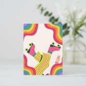 Retro Groovy Roller Skate Collorful Fun Postkarte (Stehend Vorderseite)