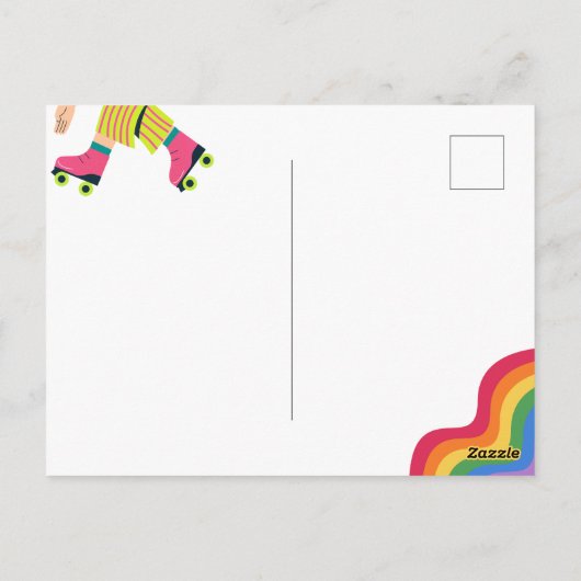 Retro Groovy Roller Skate Collorful Fun Postkarte (Rückseite)