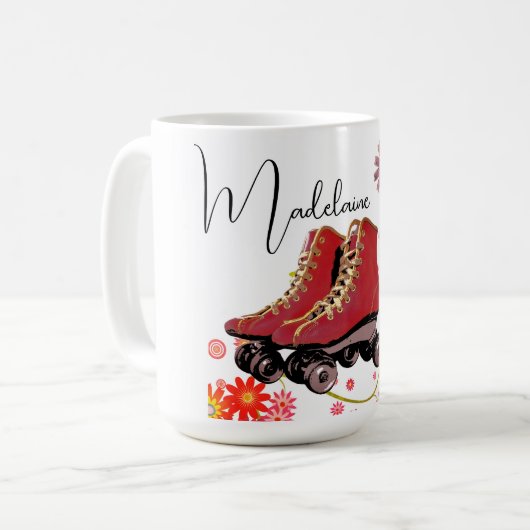 Retro Groovy Roller Skate farbenfroh Kaffeetasse (Vorderseite Links)