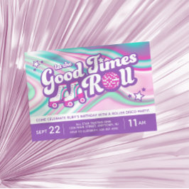 Retro Groovy Roller Skaten Party Lila & rosa Einladung