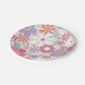 Retro Groovy Rosa Blumen Papier Teller (Schrägansicht)