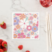 Retro Groovy Rosa Blumenmuster Serviette (Beispiel)