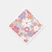 Retro Groovy Rosa Blumenmuster Serviette (Ecke)